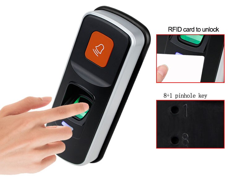 Biometrisk fingeraftryk dør adgangskontrol støtte finger  / id125 khz rfid kortlæser 1000 brugere dør adgang controller
