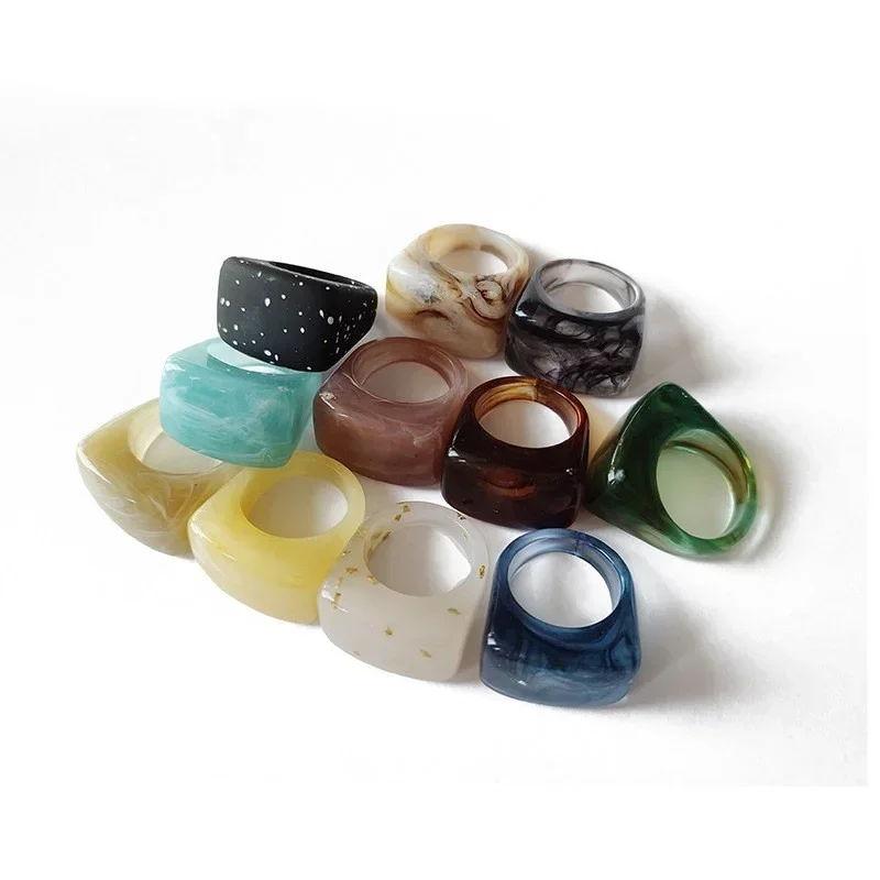 Bague créative en résine acrylique, Vintage, Simple, géométrique, carrée, pour femmes et hommes, bijoux