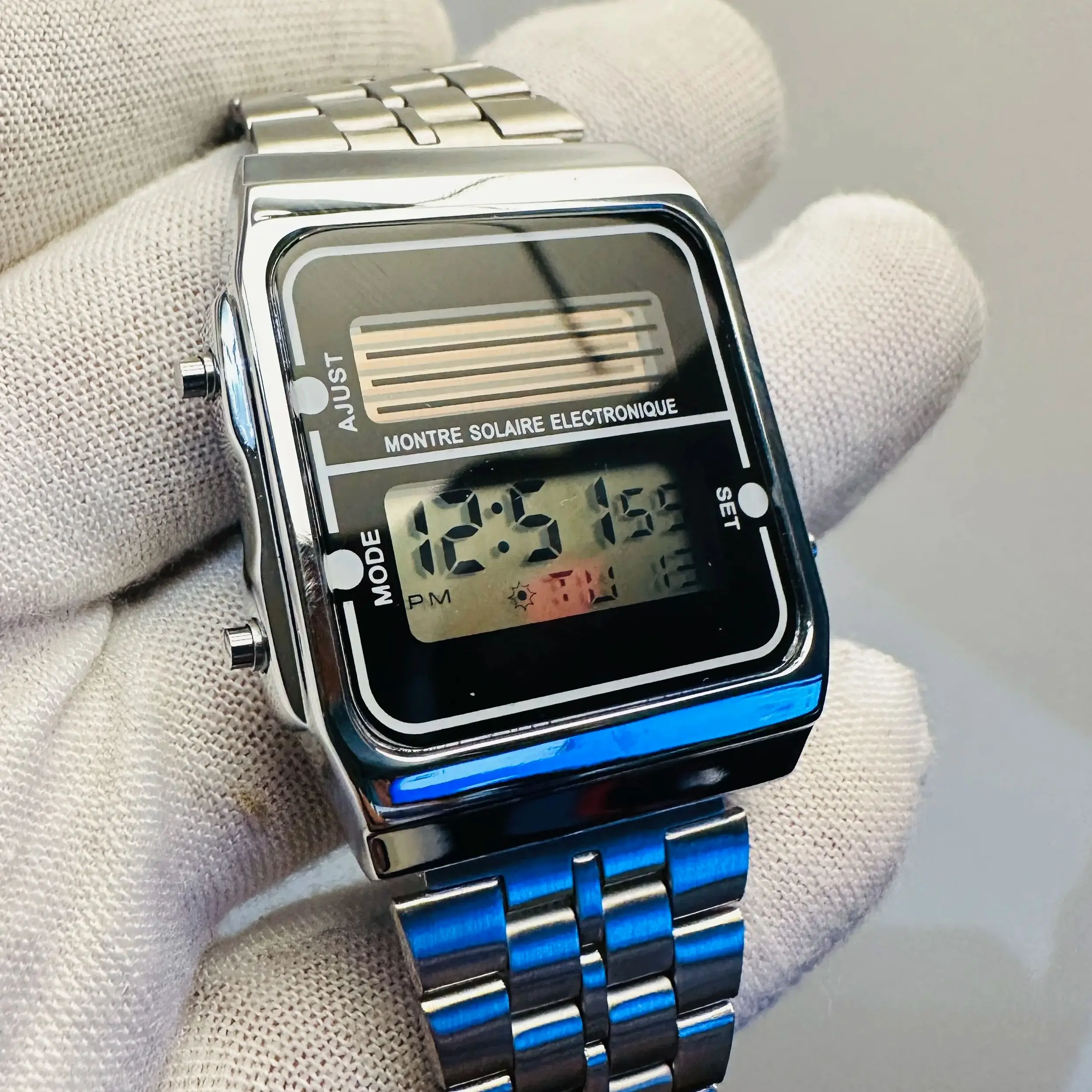 Solar Digital Watch Square Sporty Ultra Long Battery Life Accessory Available