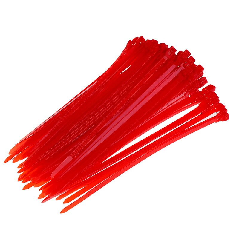 100pcs Self-Lock Cable Ties Plastic Nylon Wire Ties Cable Zip Ties 4.8x200 (mm) Nylon Ties Fasten Loop Cable: red