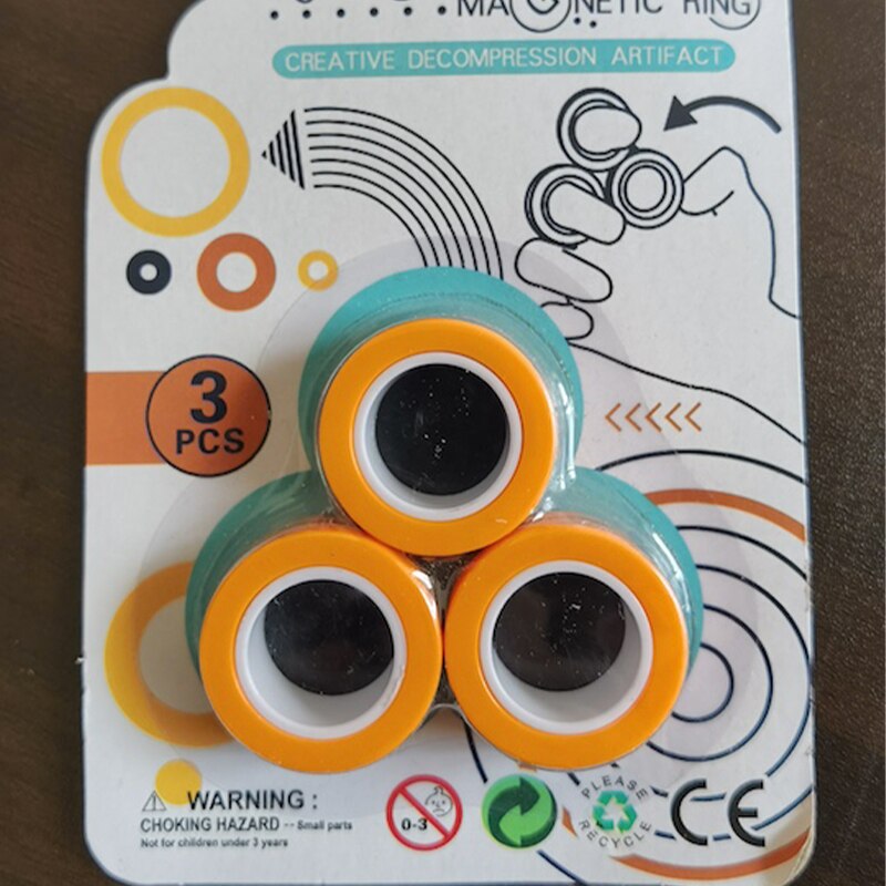 Anti-Stress Magnetische Ringen Fidget Unzip Speelgoed Magic Ring Props Gereedschap Kinderen Magnetische Ring Vinger Spinner Ring Volwassen Speelgoed: orange