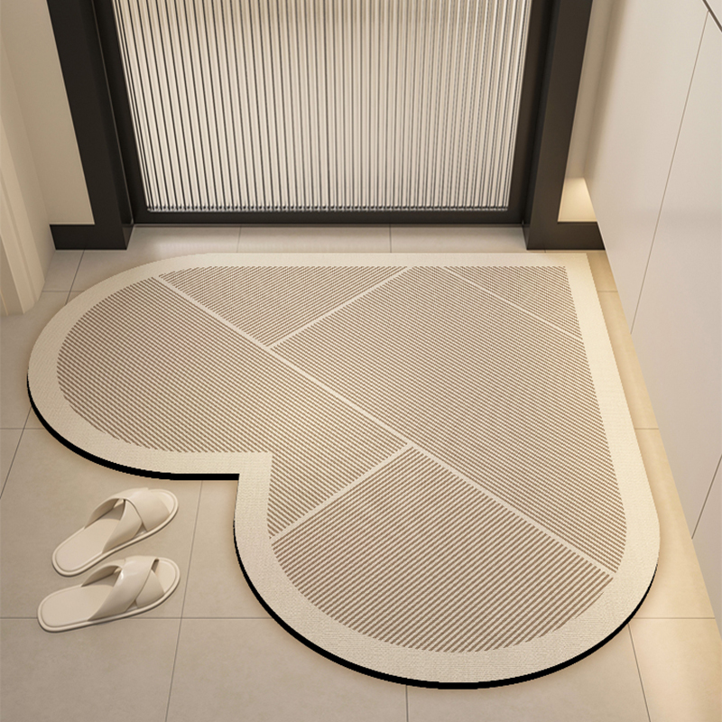Diatom mud heart-shaped bathroom absorbent floor mat, bathroom door mat, entrance door mat, quick drying anti slip carpet: 1 m2 / Red