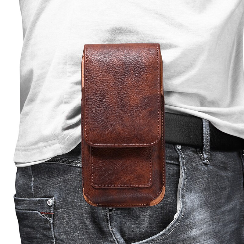 Portable Phone Bag for Google Pixel 4 4A Cover Cell Phone Belt Case for Huawei P40 Y5 Leather Pouch Holster Cover