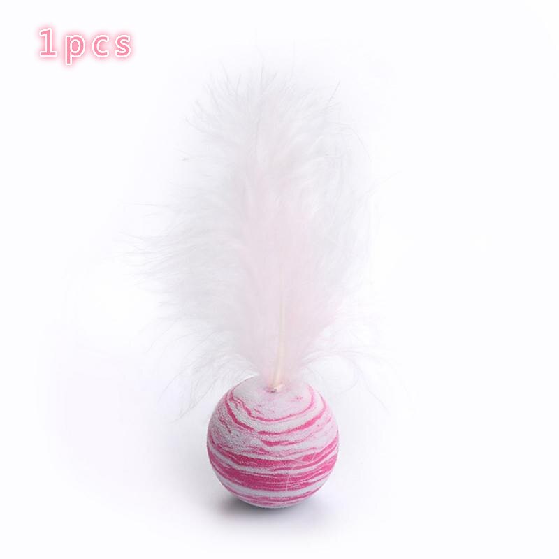 3 couleurs chat jouet étoile balle Plus plume EVA matériel mousse légère balle lancer drôle interactif en peluche jouet bâton plume fournitures: Red1pcs