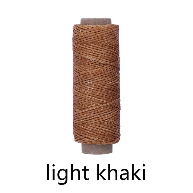7 Color 150D 50M Leather Waxed Thread Flat Waxed Sewing Thread Wax Line Stitching Thread For Leather Craft DIY Sewing Tools: light khaki
