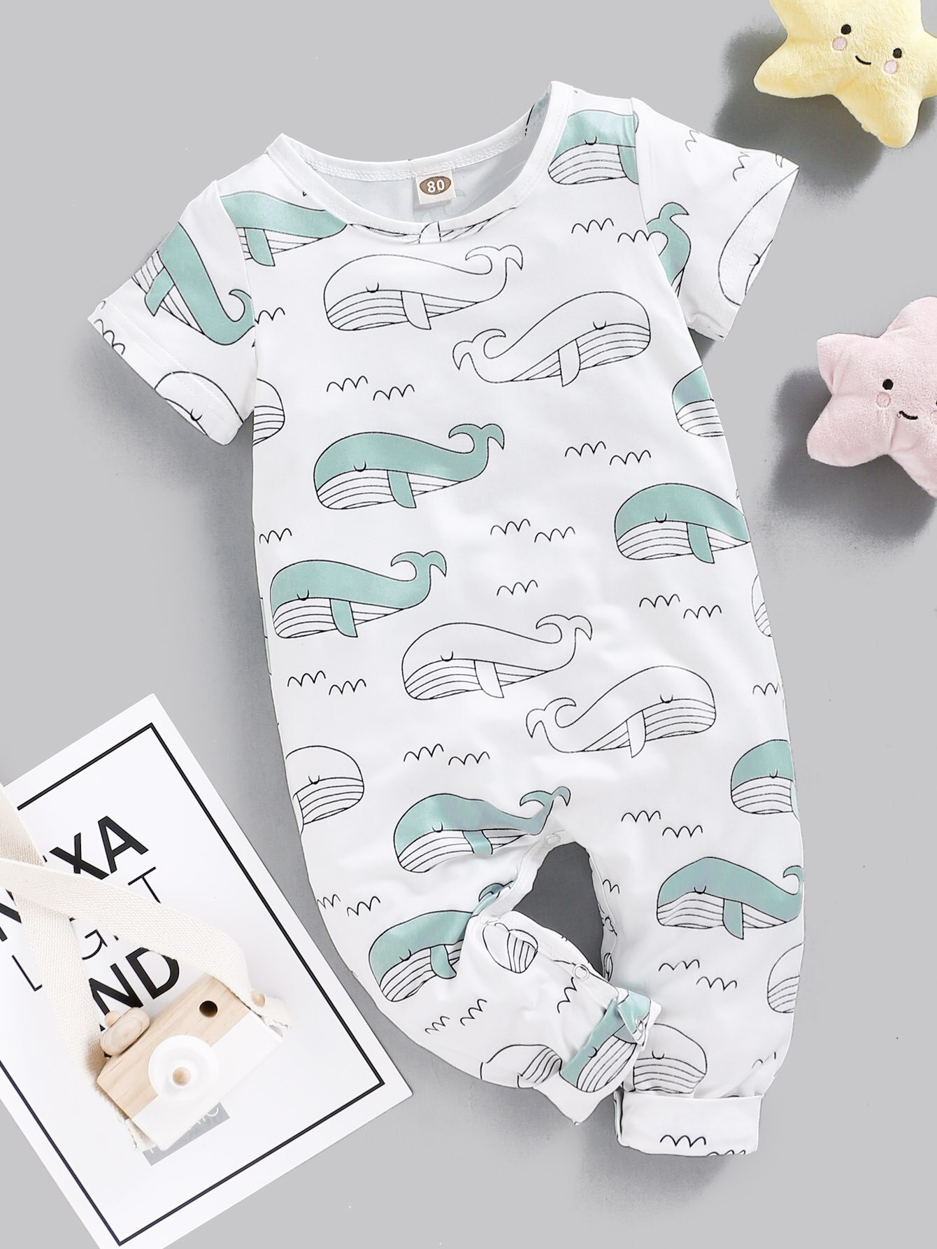 Baby Kleding Meisje 3-6 Maanden Baby Jongen Korte Mouw Cartoon Walvis Romper Peuter Meisjes Zomer Outfits jumpsuit