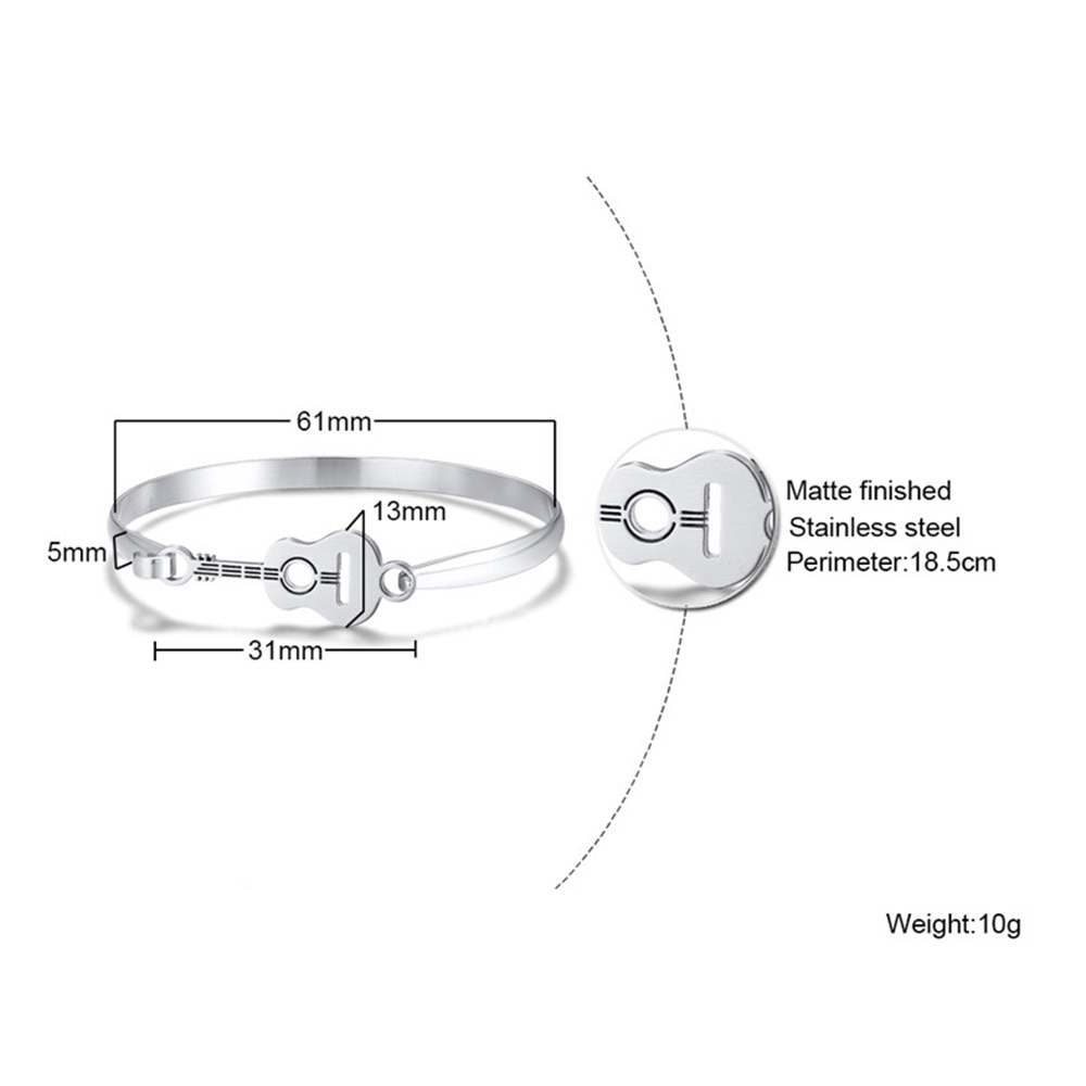 JHSL Männer ErkläSprosse Armbänder Armreifen mit Gitarre Charme Edelstahl Silber Farbe Schmuck Neue