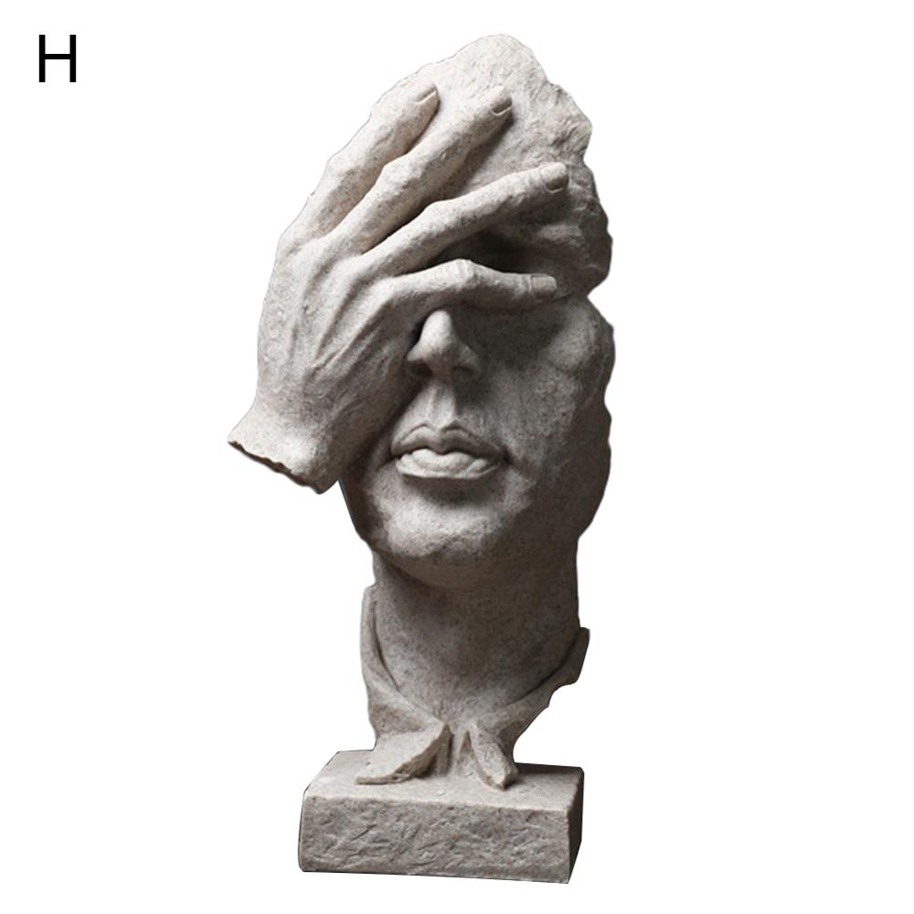 Resin Figurines Silence Is Gold Sculpture Statuette Figurine Craft Office Home Decoration Abstract Craft Modern Art Decoration: H