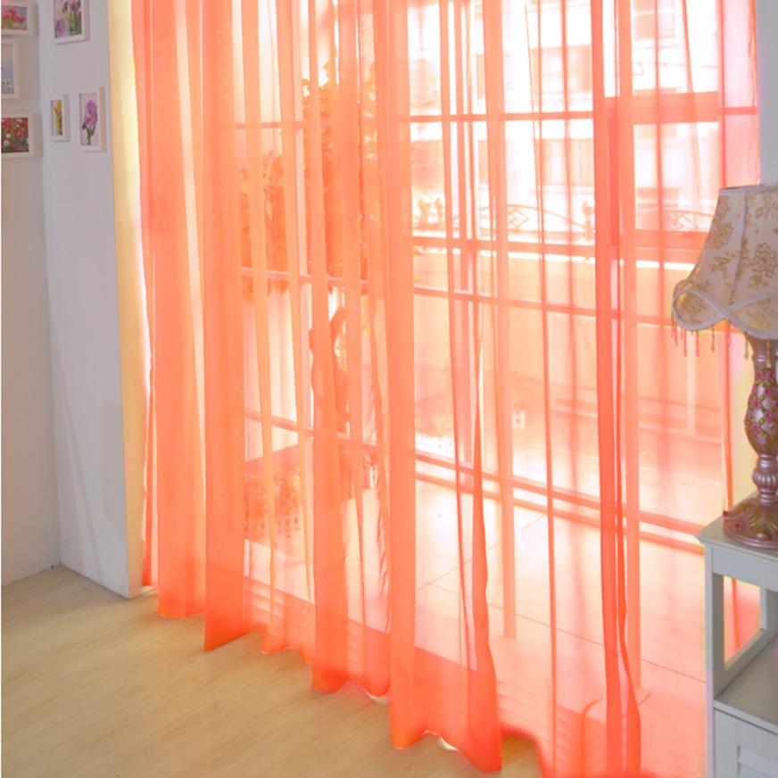 1 PCS Pure Color Tulle Door Window Curtain Drape Panel Sheer Scarf Valances window curtains for living room 8.15: F