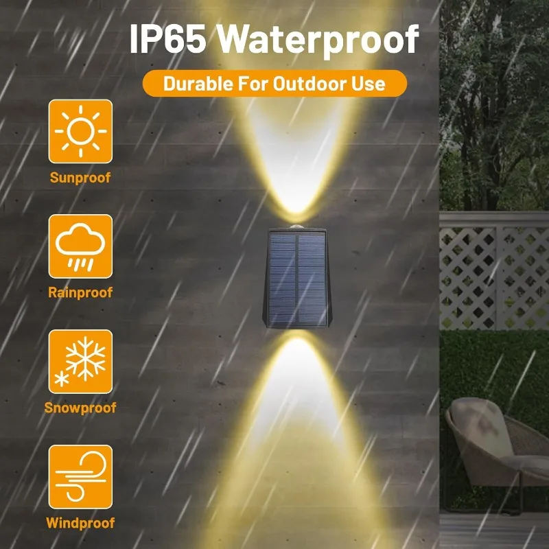 Lámpara de pared solar Lámpara de pared impermeable para patio Lámpara solar para exteriores para casa, garaje, jardín, patio, porche