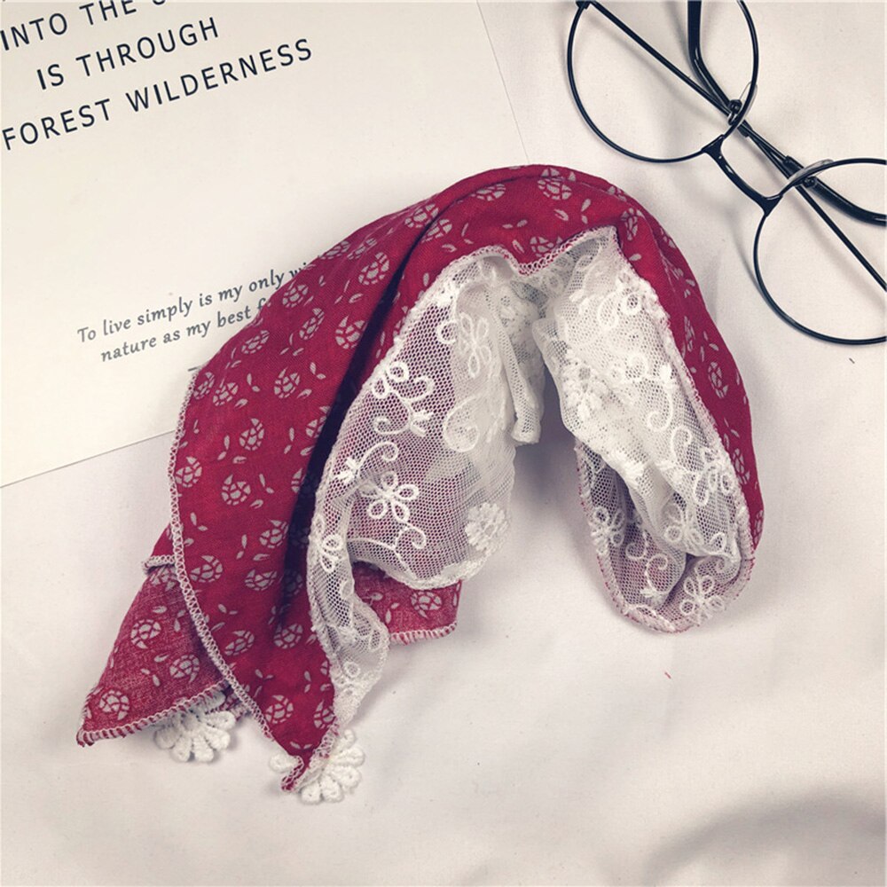 Baby piger børn blonder tørklæder blød dejlig blomsterprint trekant tørklæde halstørklæde tørklæde sjaler bandana indpakning børn: Rød