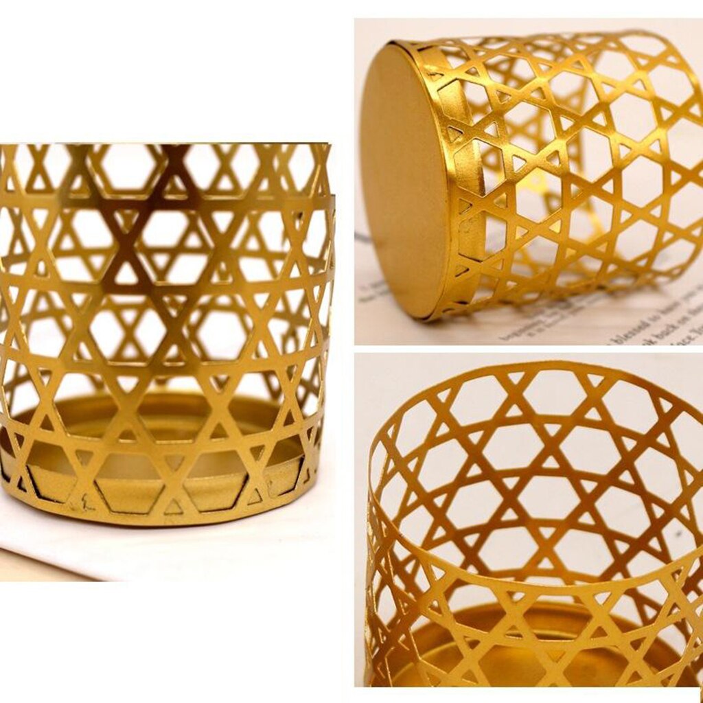 Metal Iron Candle Holder Modern Table Centerpiece for Indoor Outdoor Decor