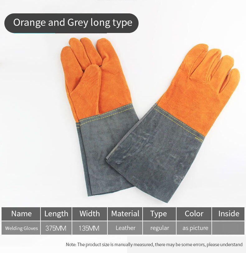 Thicken Leather Welding Protective Gloves Lengthened High Temperature Resistant Special Anti Scald And Wear-resistant Gloves: B / 2 pcs