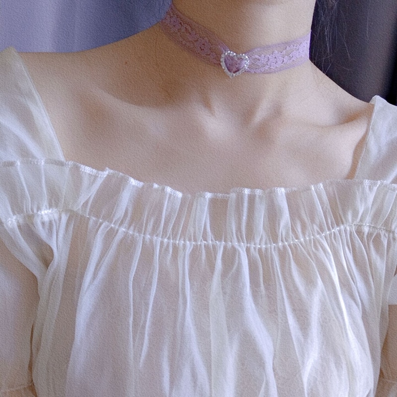 Novo roxo doce uva coração concha laço borboleta pingente gargantilha colar de corrente curta para feminino meninas festa