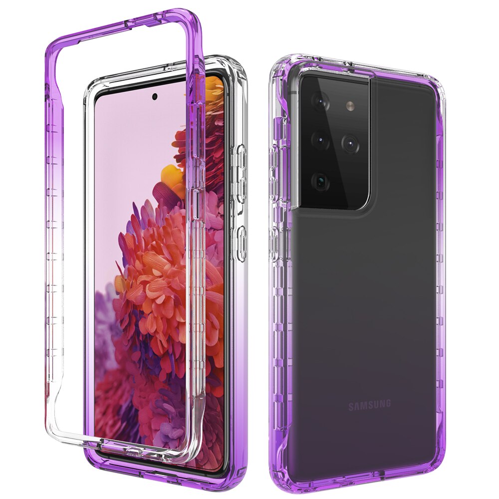 3 en 1 dégradé Transparent coque arrière pour Samsung Galaxy S30 Plus S30 Ultra quatre coins Airbag couverture antichoc: For S30 Plus / Purple