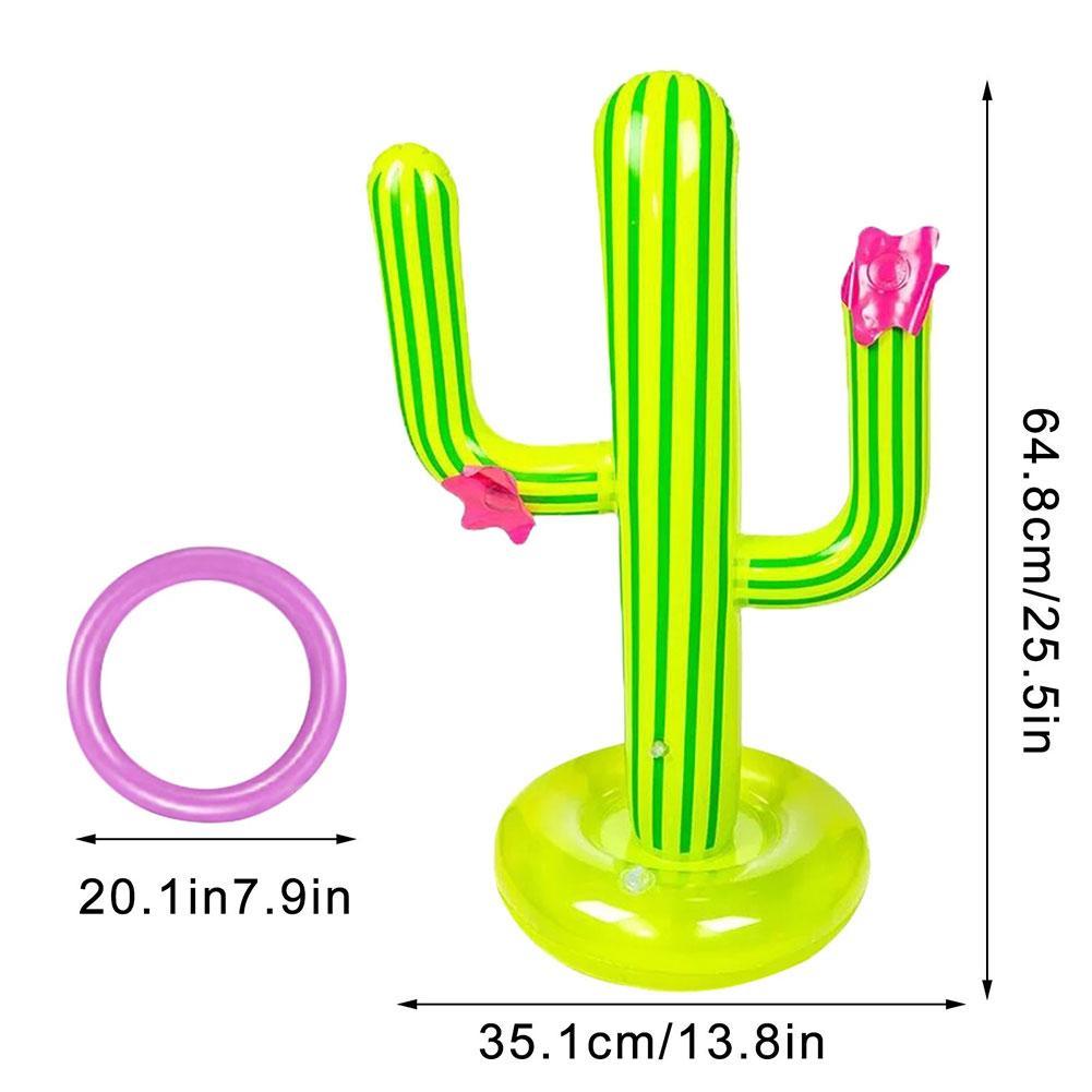 Pvc Opblaasbare Cast Ring Speelgoed 1 Opblaasbare Cactus En 4 Ringen Outdoor Zwemmen Drijvende Zwembad Spel Opblaasbare Cactus Speelgoed