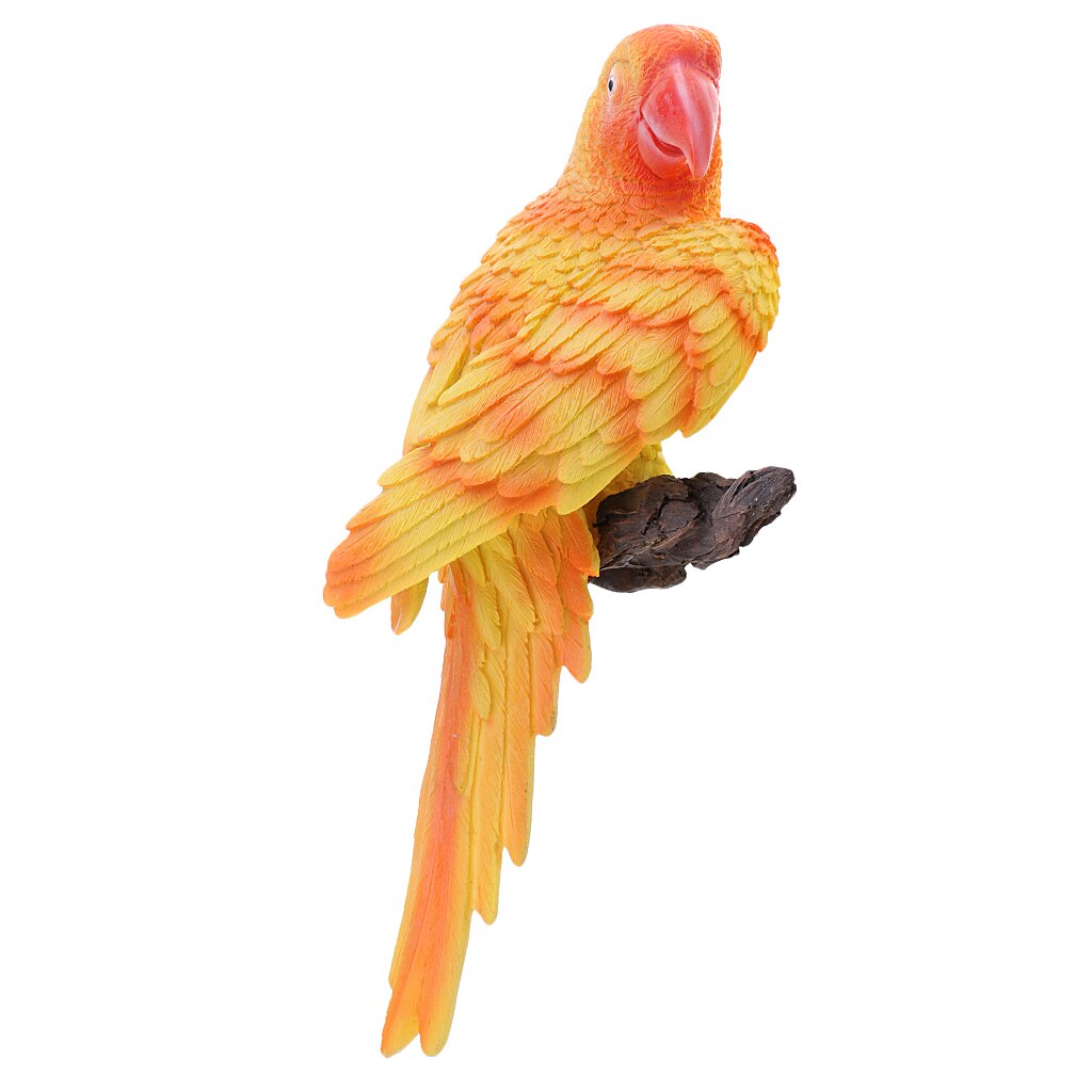 Resin Animal Sculpture Modern Garden Zoo Ornament Decoration - Parrot Figure: Yellow