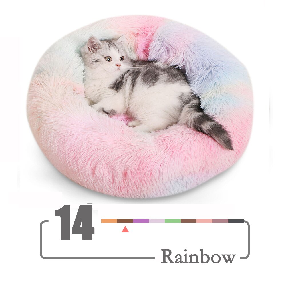 27 colores felpa redonda Gato cama casa Invierno gatos durmiendo nido suave largo felpa perro cesta mascota Mat Supplie: 14