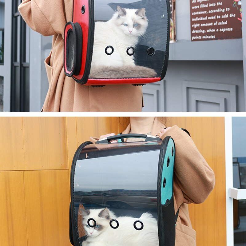 Mochila porta gato para mascotas, bolsa de espacio transpirable con cápsula para gatos, mochila para mascotas, mochila portátil para cachorros, bolsa de senderismo al aire libre para gatos, 7 colores