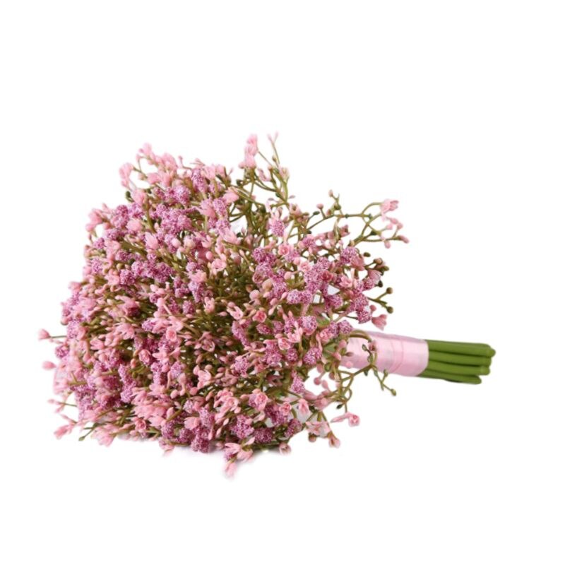 Artificielle bébé souffle gypsophile mariage mariée demoiselle d'honneur Bouquet tenant des fleurs avec ruban de Satin pour la décoration de fête à la maison