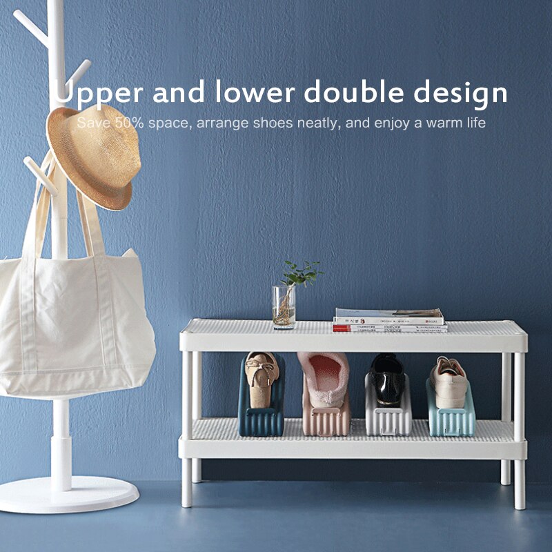 Foldable Multi-layer Storage Shoe Rack Shoe Organizer Double Shoebox Rack Adjustable Space Saving Range Shoe Storage Shelf