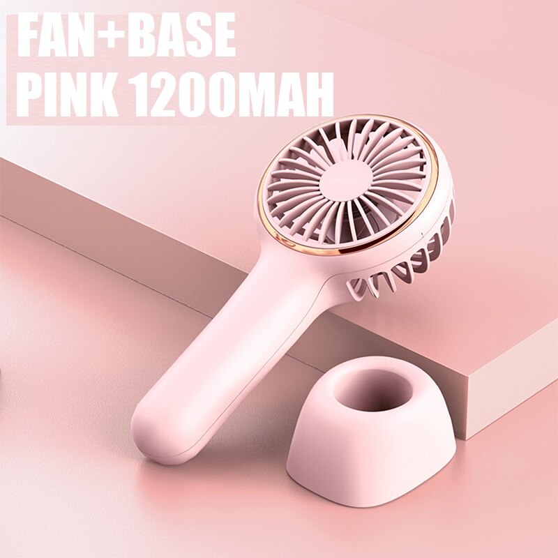 Mini Fan Battery Portable Electric USB Rechargeable Handheld Cooling Air Conditioner for Outdoor Home Office: 1200mah Pink