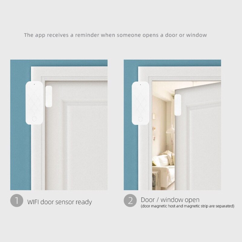 Smart Wifi Sensor Voor Deur En Raam Alarm Systeem, Geschikt Voor Ramen, Deuren, Appartementen, Huizen, balkon Deuren