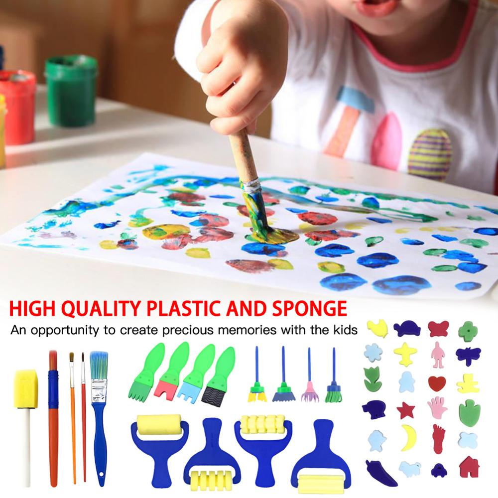 42PC Children Learning Toys Washable Finger Paint Brush Set Art Craft Supplies Suitable for 3 4 5 6 Years Old Children Preschool