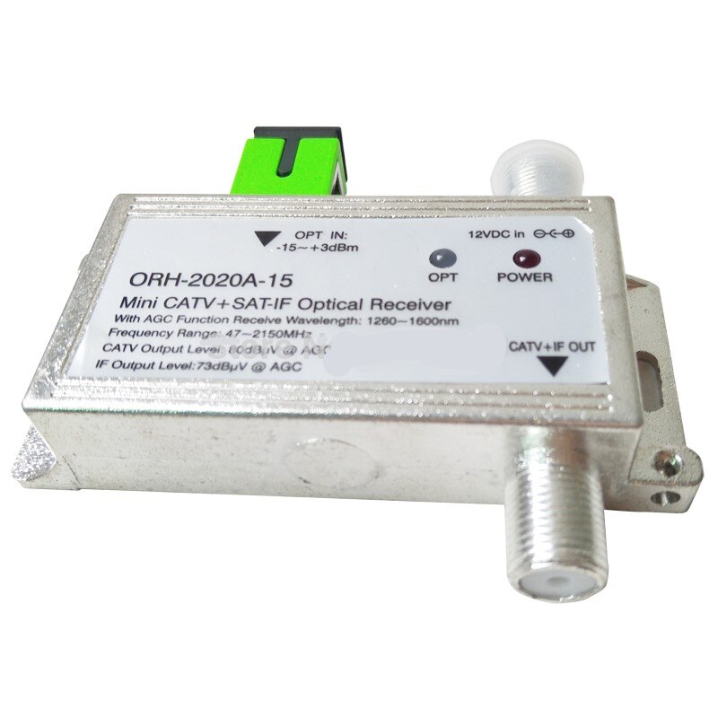 Receptor ótico ftth ORH-2020-15 com agc 1260-1660nm 47-2150 mhz mini catv + sat-se receptor óptico build-in filtro