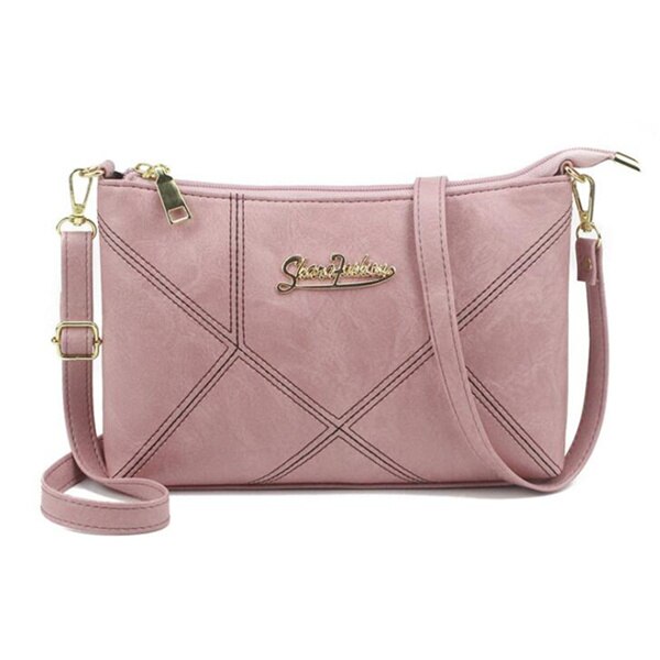 Rétro femmes sacs à main femme épaule sacs à bandoulière dames en cuir artificiel petit 4 couleurs rayure messager enveloppe sacs: Pink