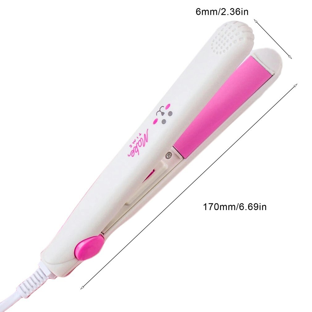 Portable frange défriser les cheveux dessin animé Mini droite Curl sèche et humide bigoudis Portable frange pince électrique rouleau