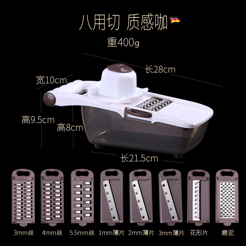 European-style Stainless Steel Kitchen Multi-function Grater Household Cleaning Wire Diced Sliced Vegetable Cutting Artifact: shredded and sliced