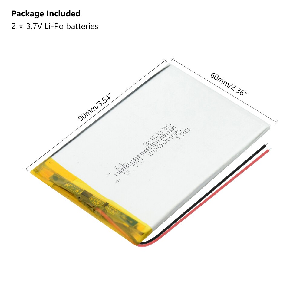 1/2/4 Rechargeable 3.7V 3000mAh 306090 Lithium Polymer Li Ion Lipo Battery For E-book Power Bank Tablet Camera Radio Notebook