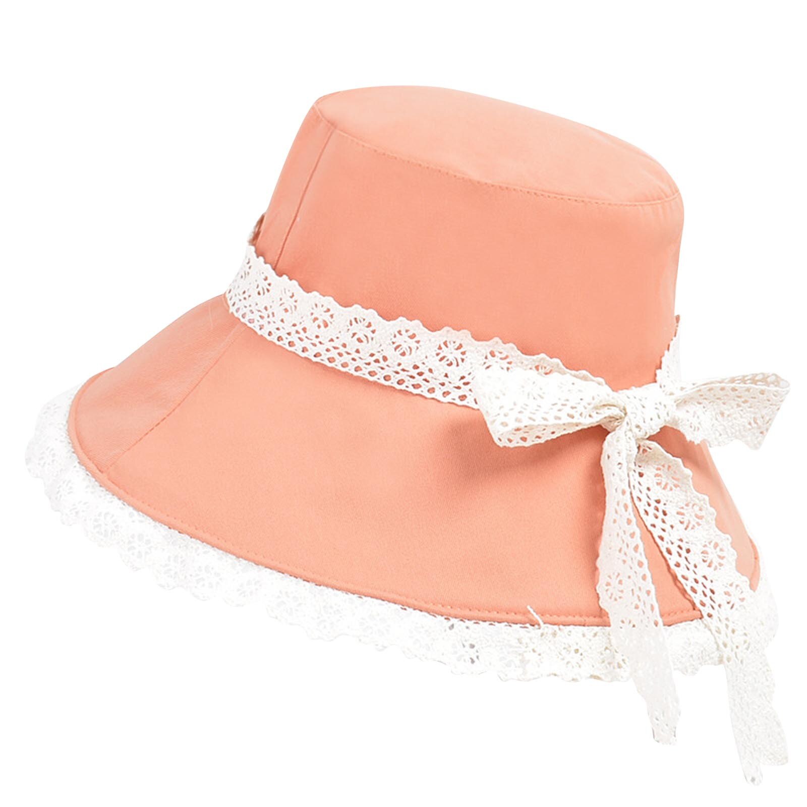 Zomer Vrouwen Vouw Kant Mode Outdoor Zonnescherm Hoed Bekken Hoed Visser Hoed Strand Ademende Zonnebrandcrème Hoed: Oranje