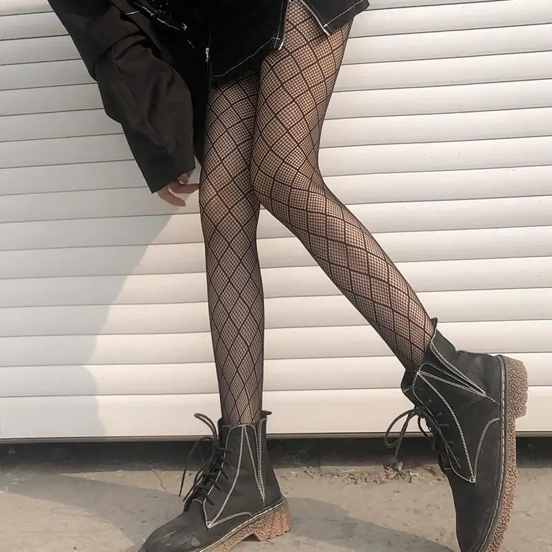Lolita Ragazze Carino Pentacolo Stampa Collant Donne Sexy Gotico Punk Magico Stella a Cinque Punte Maglia Pesce Net Collant Calze per il Corpo: Cielo Blu