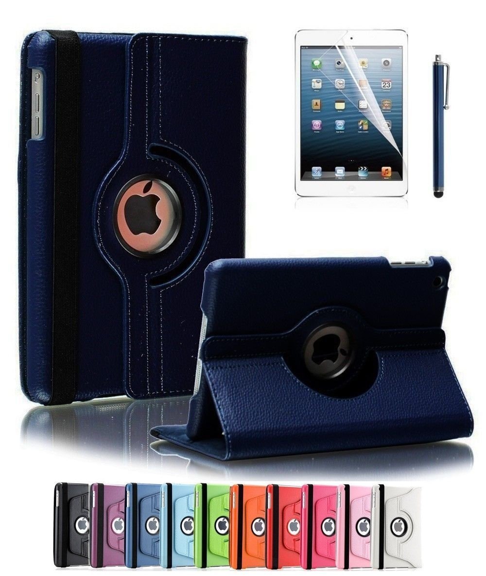 CucKooDo 360 Degree Rotating Stand Smart Case Cover for iPad with Retina Display (iPad 4th), For the iPad 3 & iPad 2: NavyBlue