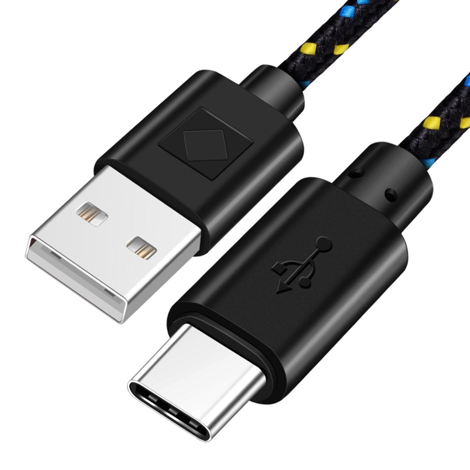 Snel Opladen Type-C Usb C Mobiele Telefoon Kabels 1M/2M 2-In-1 snel Opladen Multicolor Gevlochten Type-C Usb Kabel Data Line Cord