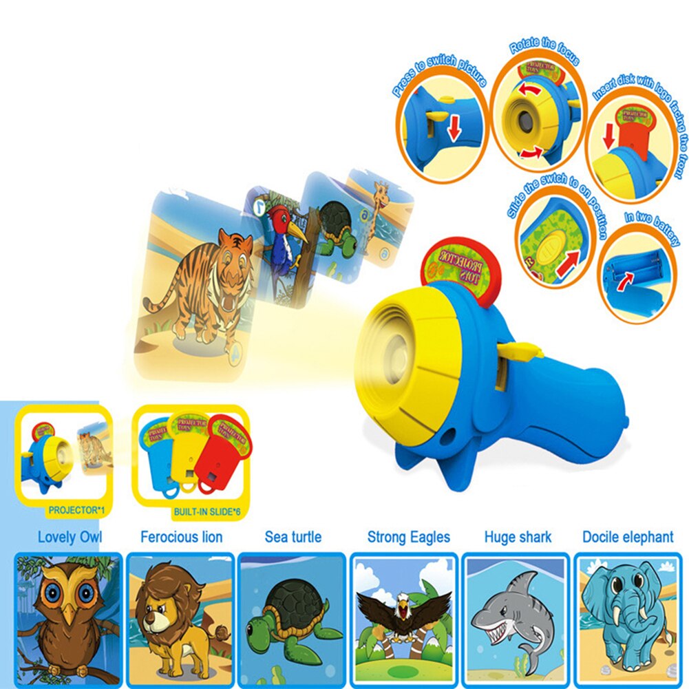 Kids Animal Patroon Projector Zaklamp Zaklamp Speelgoed Slapen Verhaal Onderwijs