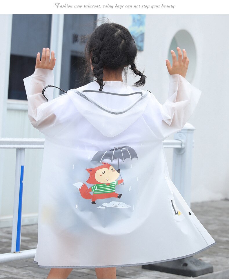 Kinderen Regenjas Effen Kleur Jongens Schooltas Een Stuk Poncho Lange Wandelen Leerlingen Verdikking Meisjes Regenjas Jas