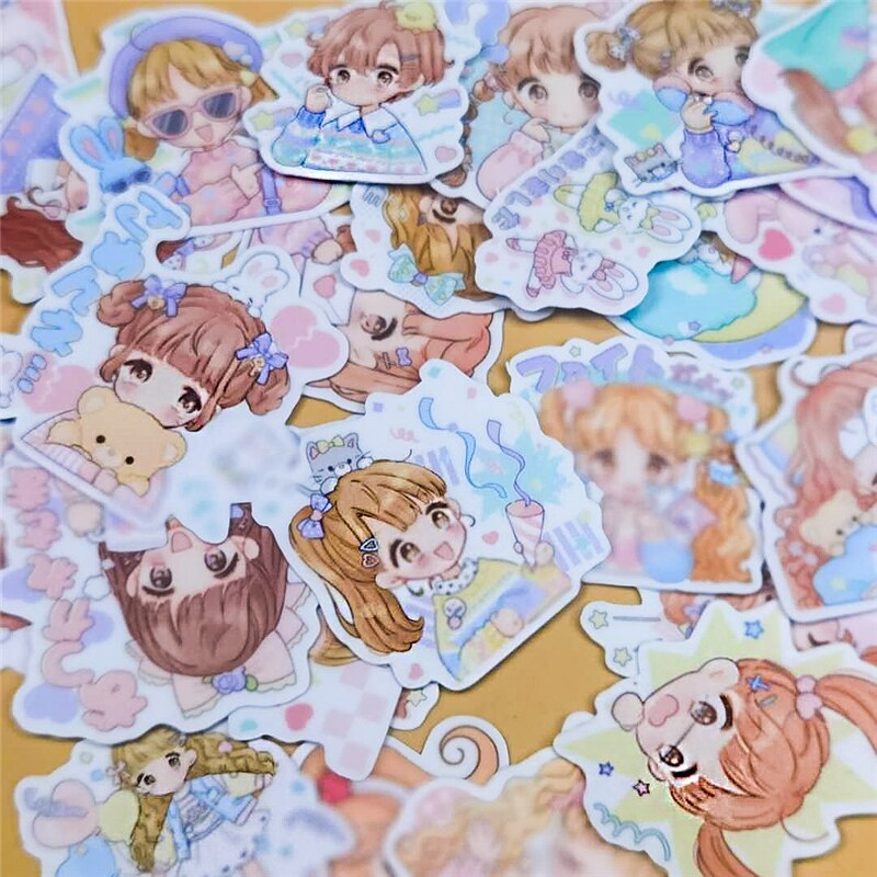 40pcs Cute Self-made Comic cartoon Girls Scrapbooking Stickers /Decorative Sticker /DIY Craft Photo Albums