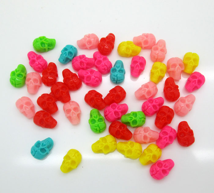 50 Stks Gemengde Hars Schedel Kralen Decoratie Ambachten Plaksteen Cabochon Scrapbooking Fit Phone Embellishments Diy Accessoires