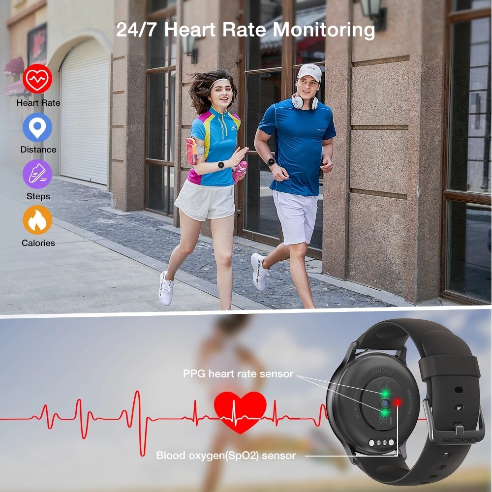 UMIDIGI – montre connectée Uwatch 3S pour Android et IOS, étanche jusqu'à 5atm, avec horloge, moniteur de fréquence cardiaque et de sommeil