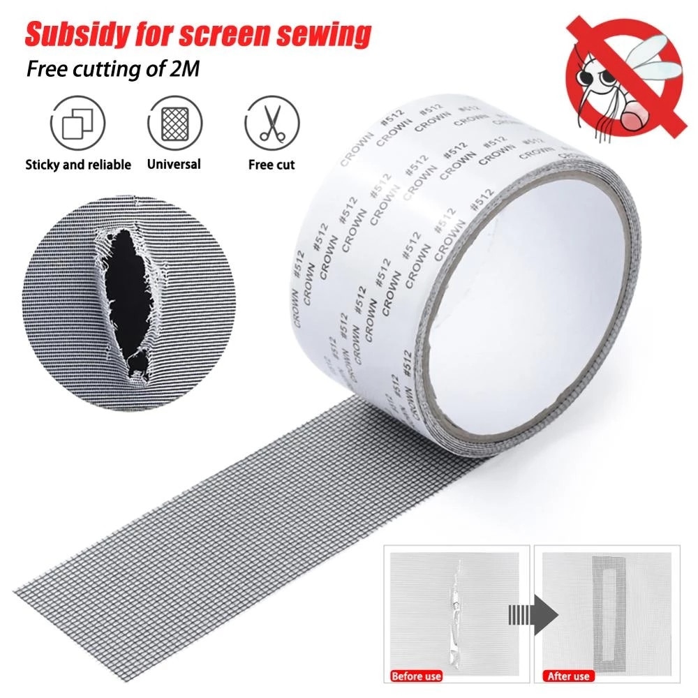 Cinta adhesiva para reparación de pantalla de ventana y puerta, pegatina antiinsectos, mosquitera, parche adhesivo, 5M