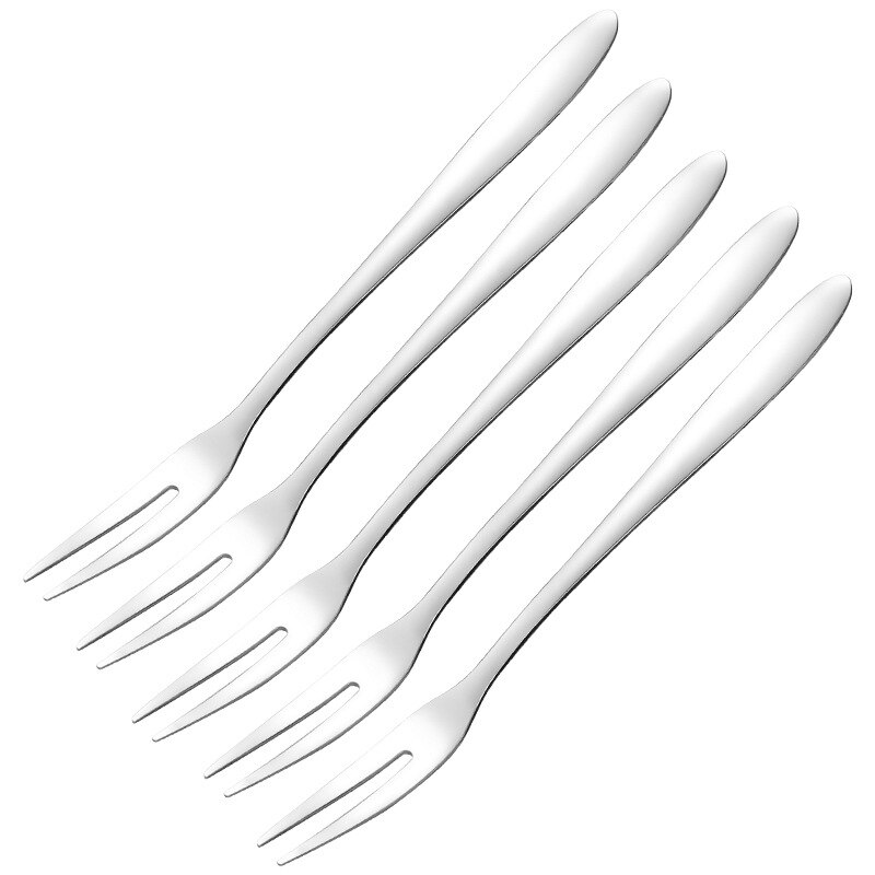 5 Pcs Fruit Fork Luxury Stainless Steel Gold Cake Dessert Forks Lovely Mini Fork Used For Cake in Party Snail Fork Restaurant: silver