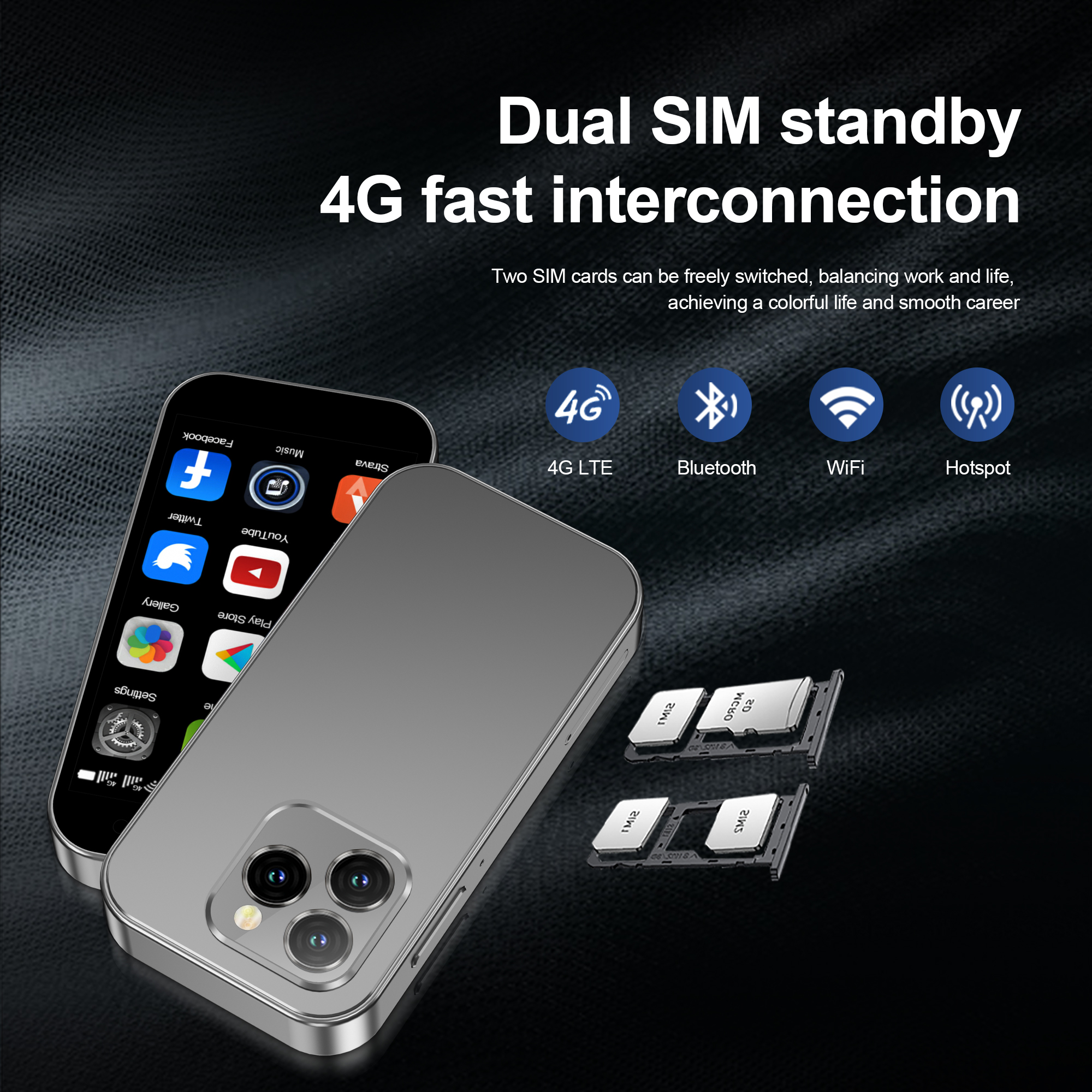 2024 SERVO KING8000 Mini Smartphone Android 4G LTE Global GPS 3 "Display 5MP Camera WIFI Kleine mobiele telefoons 2000mAh Batterij