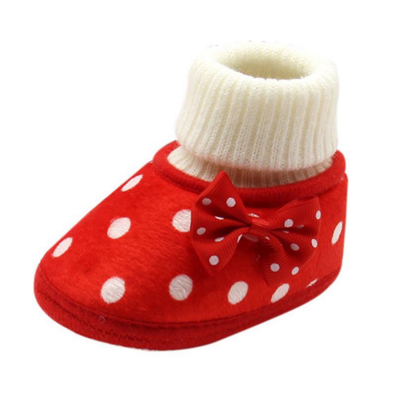 Baby Meisje Laarzen Winter Pasgeboren Warme Platte Schoenen Elastische Slip op Zachte Katoenen Booties Zachte Zool Pluche Kindje Snowboots