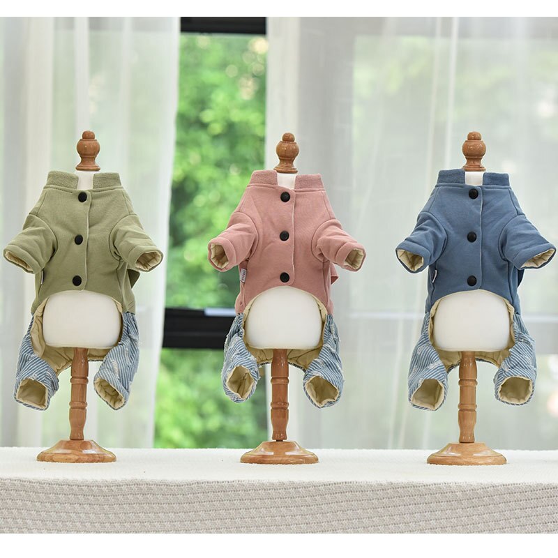 Roze Groen Blauw Kleuren Vier Benen Warm Katoen Gevoerde Hond Kleding Voor Herfst En Winter Pet Puppy Warme Kleding Voor huisdieren