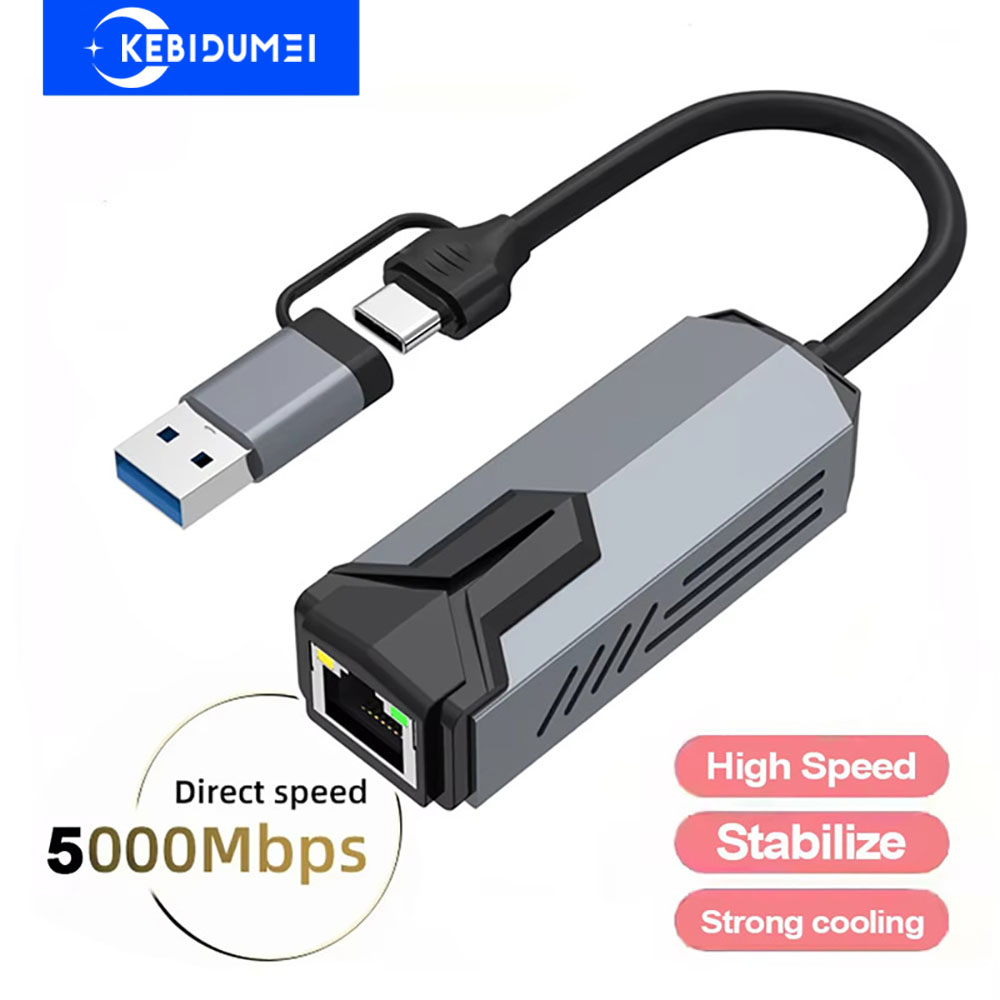 5000Mbps Network Card Adapter USB/Type-C to RJ45 Adapter 5Gbps USB 3.0 Wired Gigabit Network Card Converter HUB For PC Laptop