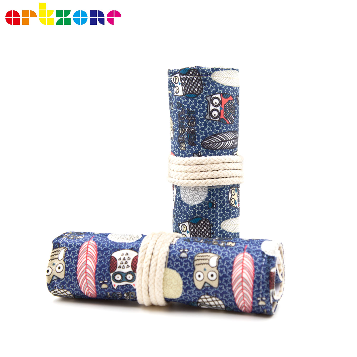 Pencil Case 48 Holes Canvas Wrap Roll Up Pencil Bag Pen Case Holder Storage Pouch Writing Supplies: B117-48 HOLES