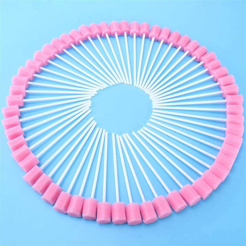 100 stk rosa engangs munnpleie svamp vattpinne tann rengjøringe munn vattpinner munn rengjøringe verktøy sanitær tampong